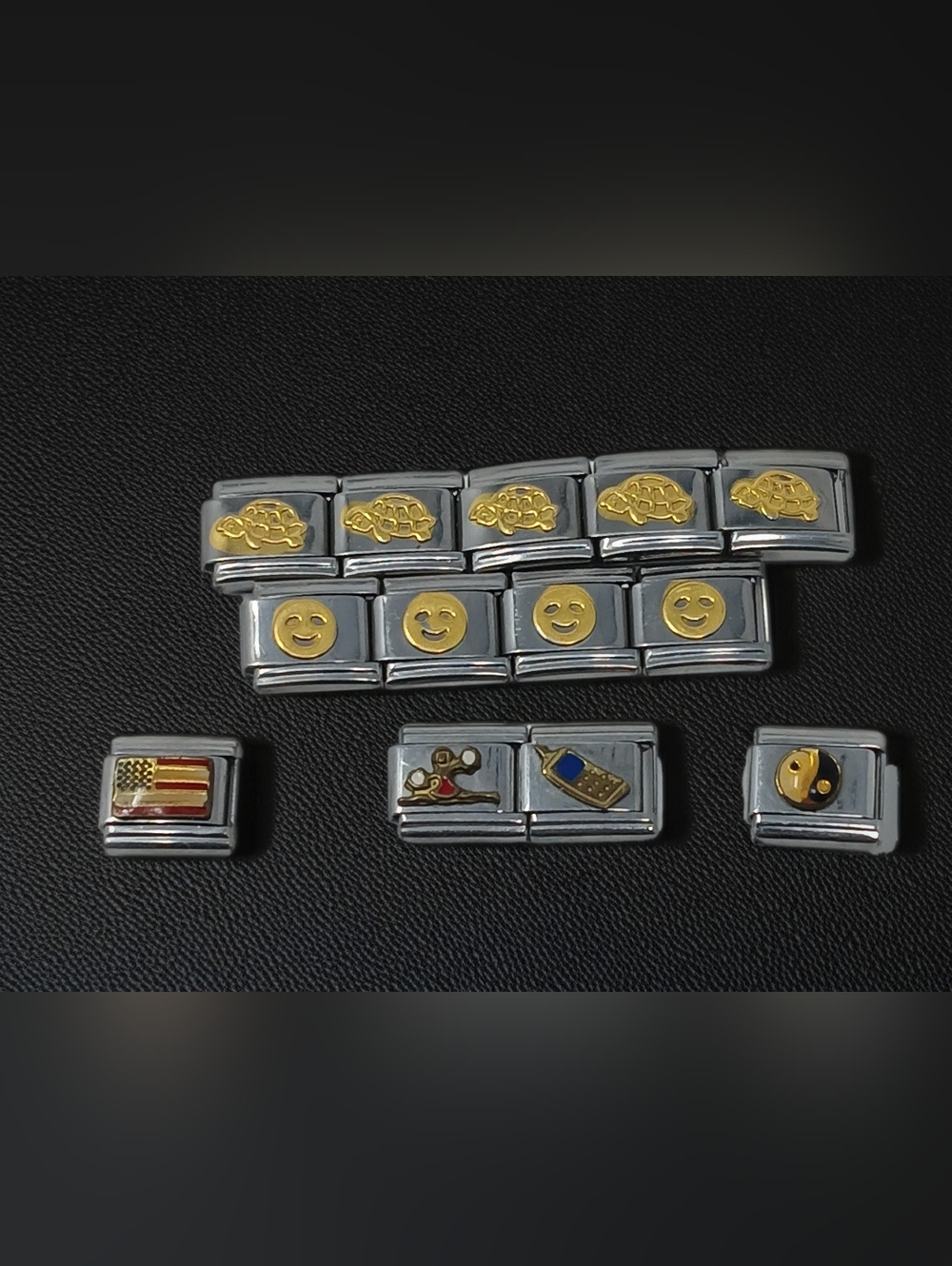 Lot Of 13 ​Vintage Y2K, 9mm Italian Charms  Bracelet Links-Stainless Steel